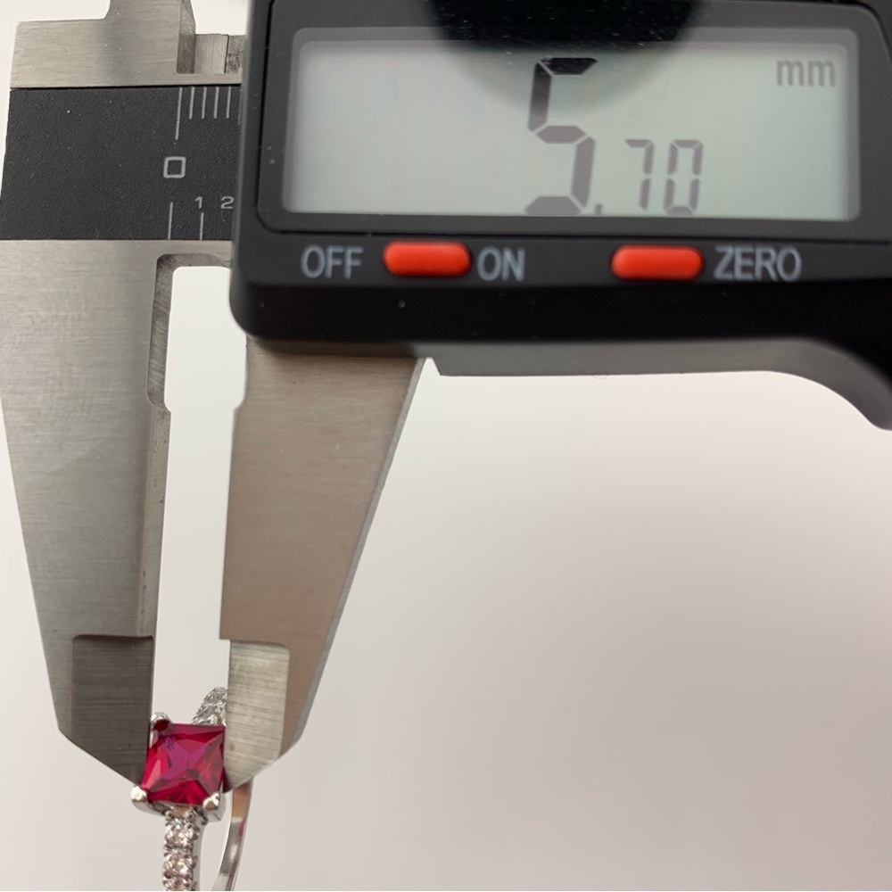 Ruby Ring Princess Cut 925 Sterling Silver Cz Siz… - image 8